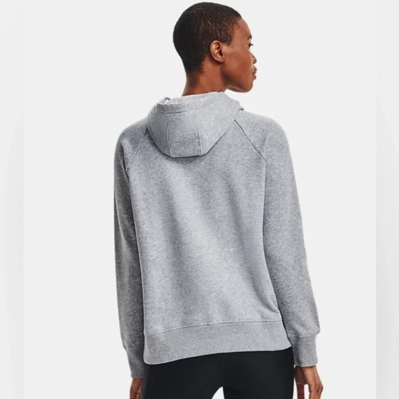 NWT Under Armour Womens Large Rival Fleece HB Hoodie Sweatshirt Gray Loose Fit L - Picture 2 of 5